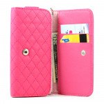 Wholesale iPhone 5 5C 5S Universal Flip Leather Wallet Case with Strap (Hot Pink)